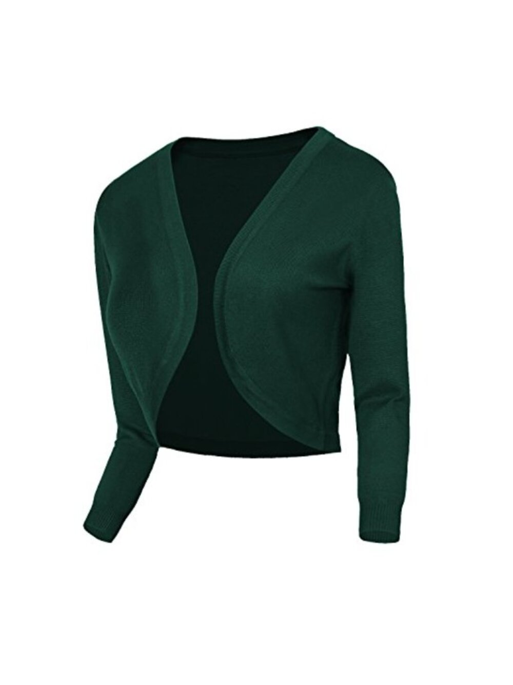 V-Neck Cropped Cardigan, 3/4 Sleeve, Button Down, Slim Fit, Knitted Sweater